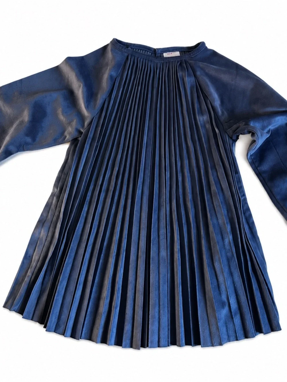 Girl’s Toddler Size 4 Hanna Andersson Navy Pleated Velvet Long-Sleeve Dress Fall